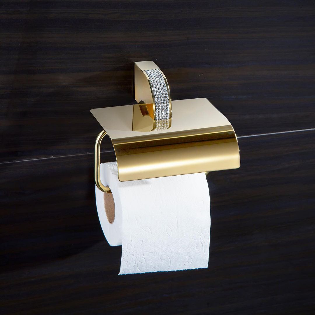 portarollos dorado papel wc accesorio bano oro